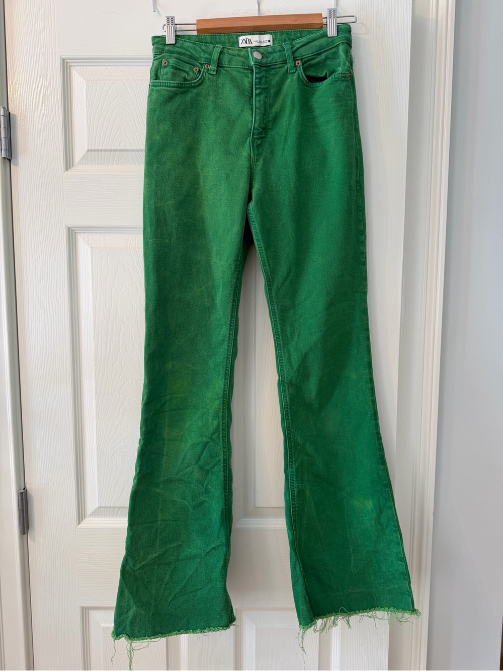 Zara Vibrant Green High-Rise Jeans